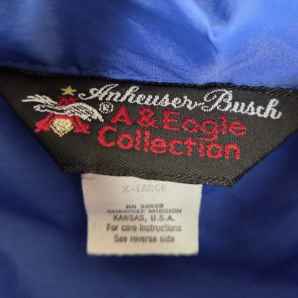 Vintage Anheuser Busch A & Eagle Collection Blue Busch Beer Windbreaker Jacket - Picture 4 of 6
